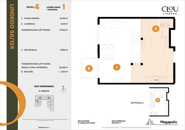 rzut mieszkanie na sprzedaż 38m2 mieszkanie Kraków, Lindego 5a