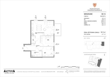 rzut mieszkanie na sprzedaż 59m2 mieszkanie Pruszcz Gdański, ul. Grunwaldzka 71B, 71C