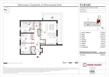 rzut mieszkanie na sprzedaż 102m2 mieszkanie Warszawa, ul. Warszawski Świt