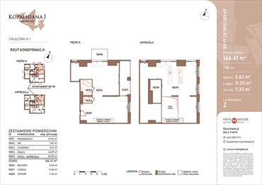 rzut mieszkanie na sprzedaż 166m2 mieszkanie Katowice, Bogucice, Kopalniana 1