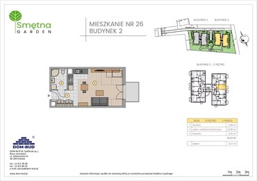 rzut mieszkanie na sprzedaż 31m2 mieszkanie Kraków, Bronowice Wielkie, Smętna 1