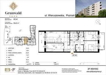 rzut mieszkanie na sprzedaż 81m2 mieszkanie Poznań, Grunwald, Wieruszowska 8
