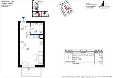 rzut mieszkanie na sprzedaż 30m2 mieszkanie Łódź, Retkinia, Maratońska 49C