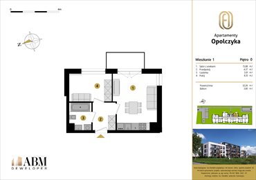 rzut mieszkanie na sprzedaż 32m2 mieszkanie Łódź, Widzew, Opolczyka 16