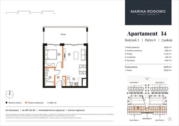 rzut mieszkanie na sprzedaż 44m2 mieszkanie Rogowo, Rogowo 65