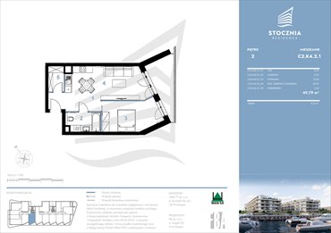 rzut mieszkanie na sprzedaż 50m2 mieszkanie Radziwie, ul. Popłacińska 42