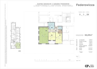 rzut mieszkanie na sprzedaż 67m2 mieszkanie Kraków, ul. Federowicza