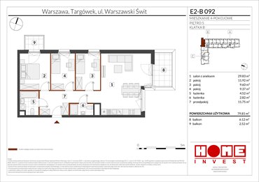 rzut mieszkanie na sprzedaż 80m2 mieszkanie Warszawa, Targówek, ul. Warszawski Świt