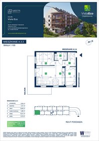 rzut mieszkanie na sprzedaż 56m2 mieszkanie Wrocław, Fabryczna, Łomnicka