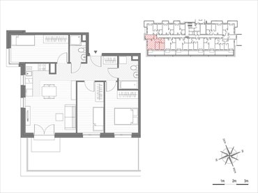 rzut mieszkanie na sprzedaż 69m2 mieszkanie Kraków, Mistrzejowice, os.Piastów 75