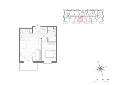 rzut mieszkanie na sprzedaż 42m2 mieszkanie Kraków, Mistrzejowice, os.Piastów 75