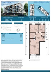 rzut mieszkanie na sprzedaż 59m2 mieszkanie SMARDZEWICE, WODNA