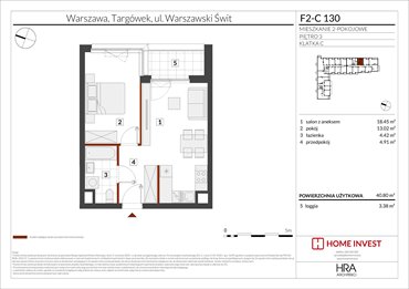 rzut mieszkanie na sprzedaż 41m2 mieszkanie Warszawa, ul. Warszawski Świt