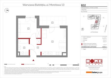 rzut mieszkanie na sprzedaż 38m2 mieszkanie Warszawa, Żerań, ul. Morelowa 13