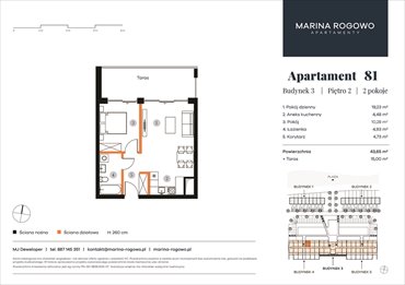 rzut mieszkanie na sprzedaż 44m2 mieszkanie Rogowo, Rogowo 65