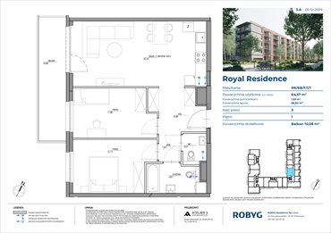 rzut mieszkanie na sprzedaż 65m2 mieszkanie Warszawa, Wilanów, Sarmacka