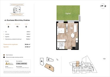 rzut mieszkanie na sprzedaż 39m2 mieszkanie Kraków, Wzgórza Krzesławickie, Gustawa Morcinka