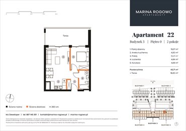 rzut mieszkanie na sprzedaż 44m2 mieszkanie Rogowo, Rogowo 65