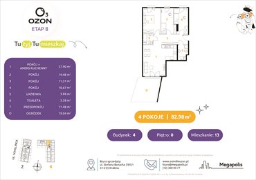 rzut mieszkanie na sprzedaż 83m2 mieszkanie Kraków, Schillinga 2-4