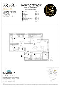 rzut mieszkanie na sprzedaż 79m2 mieszkanie Lublin, CZECHÓW, Kameralna 3