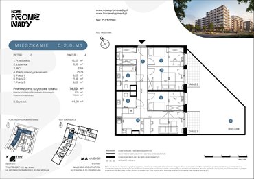 rzut mieszkanie na sprzedaż 75m2 mieszkanie Wrocław, Kleczków, ul. Czochralskiego/ Miłosza