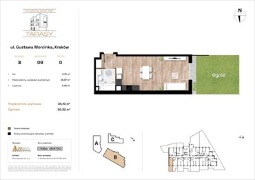 rzut mieszkanie na sprzedaż 34m2 mieszkanie Kraków, Wzgórza Krzesławickie, Gustawa Morcinka