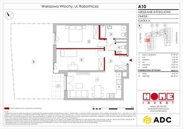 rzut mieszkanie na sprzedaż 66m2 mieszkanie Warszawa, Włochy, ul. Robotnicza 11/13