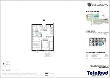 rzut mieszkanie na sprzedaż 36m2 mieszkanie Piaseczno, Jabłoniowa