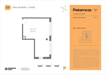 rzut mieszkanie na sprzedaż 44m2 mieszkanie Gdańsk, Morena, Piekarnicza 6