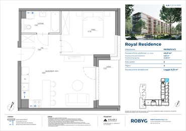 rzut mieszkanie na sprzedaż 43m2 mieszkanie Warszawa, Wilanów, Sarmacka