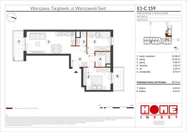 rzut mieszkanie na sprzedaż 59m2 mieszkanie Warszawa, Targówek, ul. Warszawski Świt