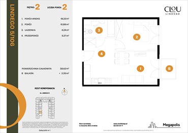 rzut mieszkanie na sprzedaż 39m2 mieszkanie Kraków, Lindego 5