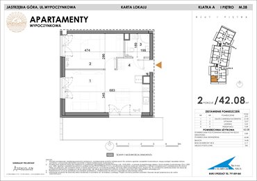 rzut mieszkanie na sprzedaż 42m2 mieszkanie Jastrzębia Góra, Wypoczynkowa