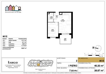 rzut mieszkanie na sprzedaż 39m2 mieszkanie Rumia, Kosynierów 9