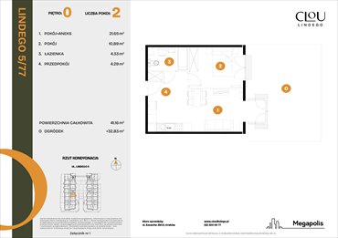 rzut mieszkanie na sprzedaż 41m2 mieszkanie Kraków, Lindego 5