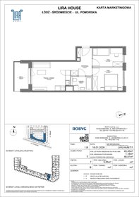 rzut mieszkanie na sprzedaż 45m2 mieszkanie Łódź, Pomorska 108