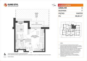 rzut mieszkanie na sprzedaż 39m2 mieszkanie Gdańsk, Warszawska