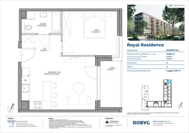 rzut mieszkanie na sprzedaż 43m2 mieszkanie Warszawa, Wilanów, Sarmacka