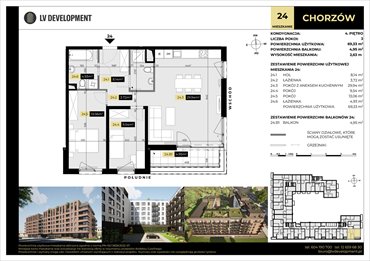 rzut mieszkanie na sprzedaż 69m2 mieszkanie Chorzów, 3 Maja 94'