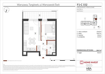 rzut mieszkanie na sprzedaż 39m2 mieszkanie Warszawa, ul. Warszawski Świt