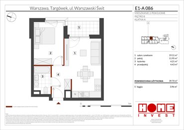 rzut mieszkanie na sprzedaż 40m2 mieszkanie Warszawa, Targówek, ul. Warszawski Świt