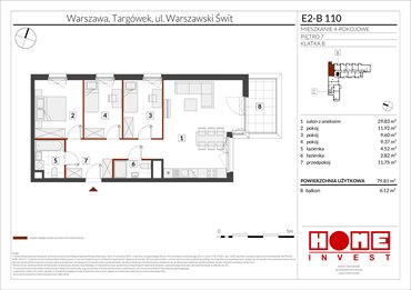 rzut mieszkanie na sprzedaż 80m2 mieszkanie Warszawa, Targówek, ul. Warszawski Świt