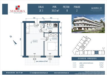 rzut mieszkanie na sprzedaż 38m2 mieszkanie Rewal, Ul. Klifowa 22