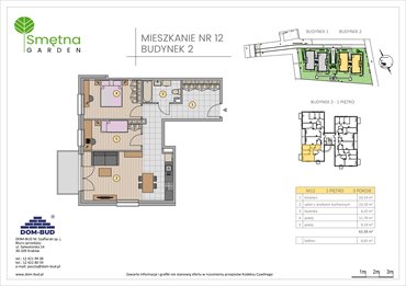 rzut mieszkanie na sprzedaż 62m2 mieszkanie Kraków, Bronowice Wielkie, Smętna 1