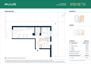 rzut mieszkanie na sprzedaż 52m2 mieszkanie Warszawa, Włochy, Nasienna 11