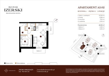 rzut mieszkanie na sprzedaż 43m2 mieszkanie Świeradów Zdrój, Senatoryjna/Szkolna