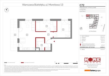 rzut mieszkanie na sprzedaż 60m2 mieszkanie Warszawa, Żerań, ul. Morelowa 13