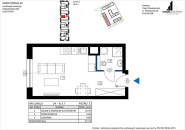 rzut mieszkanie na sprzedaż 28m2 mieszkanie Łódź, Retkinia, Maratońska 49C
