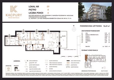 rzut mieszkanie na sprzedaż 72m2 mieszkanie Warszawa, Rembetów, Kacpury 11