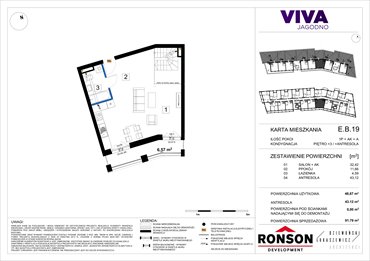 rzut mieszkanie na sprzedaż 49m2 mieszkanie Wrocław, Krzyki, ul. Kajdasza